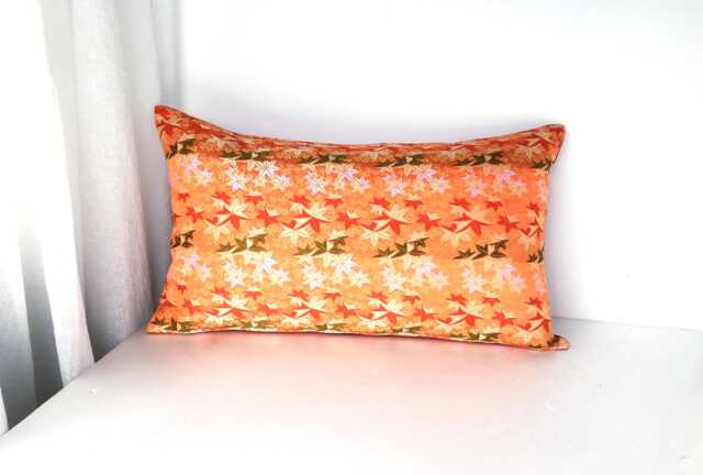 Orange & Golden Momiji Brocade Pillow, Japanese Obi Brocade, Sofa Bedding Japan Throw Kimono Cushion, Orange Gold Decor Pillow - image 1