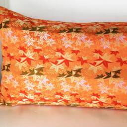 Orange & Golden Momiji Brocade Pillow, Japanese Obi Brocade, Sofa Bedding Japan Throw Kimono Cushion, Orange Gold Decor Pillow - thumbnail 3