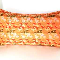 Orange & Golden Momiji Brocade Pillow, Japanese Obi Brocade, Sofa Bedding Japan Throw Kimono Cushion, Orange Gold Decor Pillow - thumbnail 2
