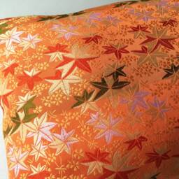 Orange & Golden Momiji Brocade Pillow, Japanese Obi Brocade, Sofa Bedding Japan Throw Kimono Cushion, Orange Gold Decor Pillow - thumbnail 4