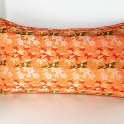 Orange & Golden Momiji Brocade Pillow, Japanese Obi Brocade, Sofa Bedding Japan Throw Kimono Cushion, Orange Gold Decor Pillow - thumbnail 2