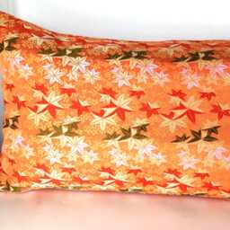 Orange & Golden Momiji Brocade Pillow, Japanese Obi Brocade, Sofa Bedding Japan Throw Kimono Cushion, Orange Gold Decor Pillow - thumbnail 3