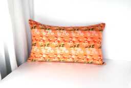 Orange & Golden Momiji Brocade Pillow, Japanese Obi Brocade, Sofa Bedding Japan Throw Kimono Cushion, Orange Gold Decor Pillow - thumbnail 1