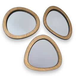 Pebble Wooden Framed Mirror Set Oak, Walnut, Cherry - thumbnail 3