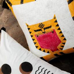 Handmade Tiger Pillow Cover Indian Block Print Cotton Euro Sham - thumbnail 4