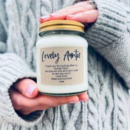 Personalized Auntie Candle Gift Soy Wax, Custom Message