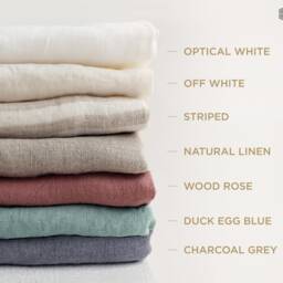 Bright White Natural Linen Sheet Set - Fitted Sheet, Flat & Pillowcases- Crisp Stonewashed Bedding- Breathable Eco Certified - thumbnail 4