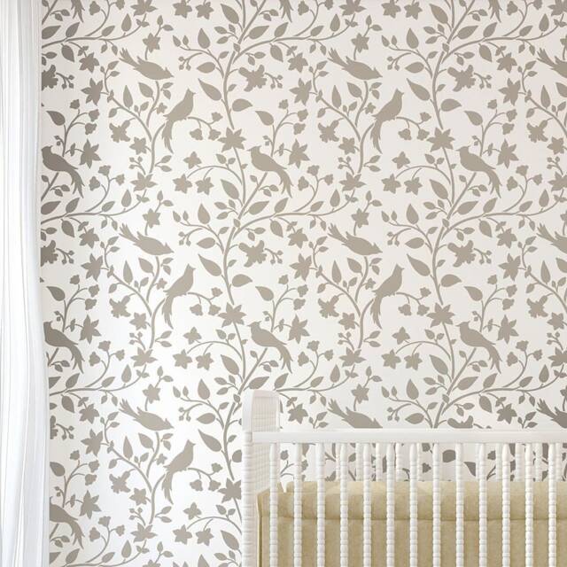 Birds On A Vine Stencil - Large Wall Stencil Easy To Use Wall Stencils For A Quick Room Update Instead Of Wallpaper Or Decals - image 1