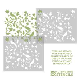 Birds On A Vine Stencil - Large Wall Stencil Easy To Use Wall Stencils For A Quick Room Update Instead Of Wallpaper Or Decals - thumbnail 4