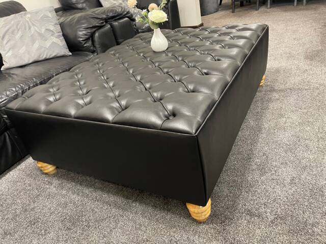 Handmade Chesterfield Footstool Coffee Table in Leather 17 - image 1