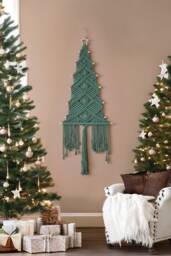 Large Macrame Christmas Tree, Boho Holiday Gift, Farmhouse Xmas, Winter Home Decor X32