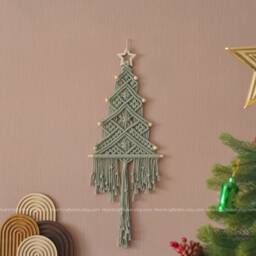 Large Macrame Christmas Tree, Boho Holiday Gift, Farmhouse Xmas, Winter Home Decor X32 - thumbnail 4