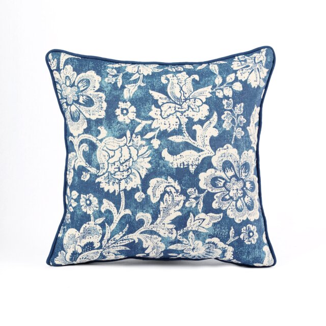 Indigo Dominoterie Bold Floral Print Cotton Pillow Cover, Sizes Available - image 1
