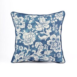 Indigo Dominoterie Bold Floral Print Cotton Pillow Cover, Sizes Available - thumbnail 1