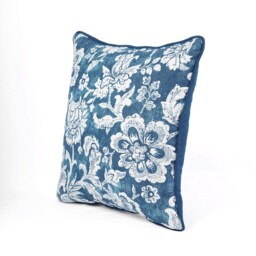 Indigo Dominoterie Bold Floral Print Cotton Pillow Cover, Sizes Available - thumbnail 2