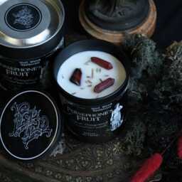 Persephone Candle, Witchy Greek Goddess Gift, Black Pomegranate Scented Mythology Gift - thumbnail 3