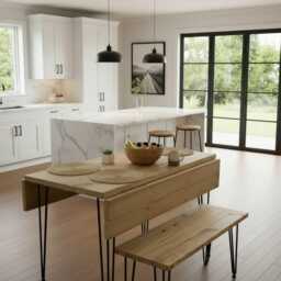 Reclaimed Wood Drop-Leaf Dining Table - Folding Extendable Kitchen With Hairpin Legs, Handmade in The UK - thumbnail 3