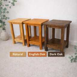 Natural Wood Lamp Table - Rustic Bedside With Shelf Farmhouse End - thumbnail 4