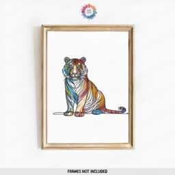 Colourful Tiger Line Art Prints - Animal Poster Set - Wall Decor Living Room Artwork Modern Print Style Abstract Drawing - thumbnail 3