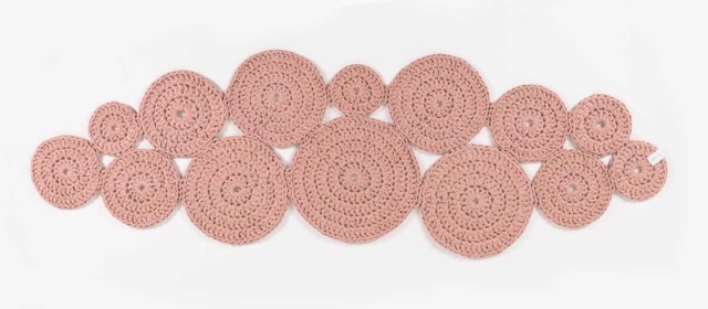 Crochet Round Rug . Retro Rose - Cotton Pink Recycled Modern - image 1