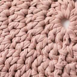 Crochet Round Rug . Retro Rose - Cotton Pink Recycled Modern - thumbnail 3