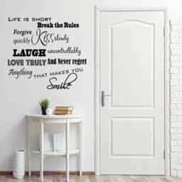 Life Is Short, Break The Rules, Forgive Quickly, Kiss Slowly Wall Decal Inspirational Quote Decor - Vwaq L1-347-7 - thumbnail 1