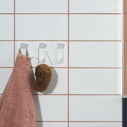 White Towel Hanger To Modern Bathroom, Industrial Towel Hook, White Modern Hook, Matte Metal Wall Hook Bathroom Hooks Tesu - thumbnail 2