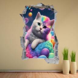 Kitten Cat Rainbow Wall Decal Sticker Mural Poster Print Art Home Decor Ks5 - thumbnail 3