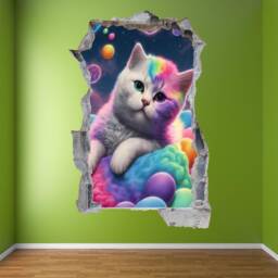 Kitten Cat Rainbow Wall Decal Sticker Mural Poster Print Art Home Decor Ks5 - thumbnail 2