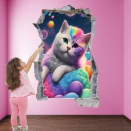 Kitten Cat Rainbow Wall Decal Sticker Mural Poster Print Art Home Decor Ks5
