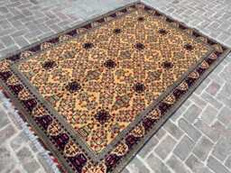 6x9 Vintage Beige Wool Area Rug - Hand-Knotted Traditional Oriental Carpet Neutral Toned For Living Room, Bedroom Or Entryway D??cor