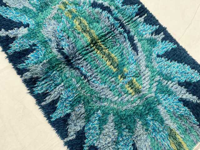 2'5x4'4 Handmade Blue Beni Ourain Style Shaggy Wool Rug - Boho For Bedroom & Kids Room Floral Green Hallway - image 1