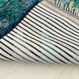 2'5x4'4 Handmade Blue Beni Ourain Style Shaggy Wool Rug - Boho For Bedroom & Kids Room Floral Green Hallway - thumbnail 3