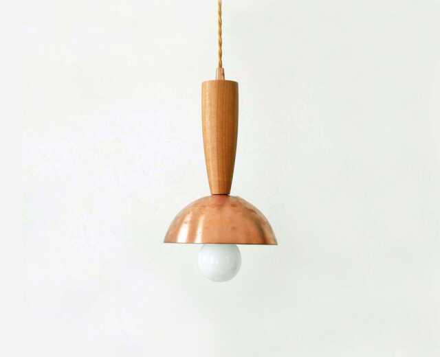Mid Century Copper Pendant Lamp Modern Ceiling Lighting Light Wood Hanging Lights - image 1