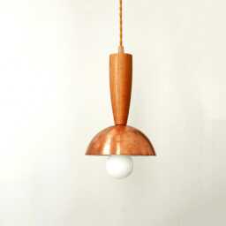 Mid Century Copper Pendant Lamp Modern Ceiling Lighting Light Wood Hanging Lights - thumbnail 2