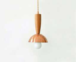 Mid Century Copper Pendant Lamp Modern Ceiling Lighting Light Wood Hanging Lights - thumbnail 1
