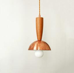 Mid Century Copper Pendant Lamp Modern Ceiling Lighting Light Wood Hanging Lights - thumbnail 1