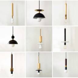 Mid Century Copper Pendant Lamp Modern Ceiling Lighting Light Wood Hanging Lights - thumbnail 4