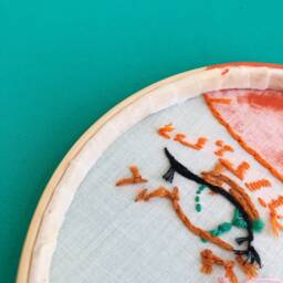 Hand-Embroidered Frame ? Wall Decoration Drawings & Illustrations Hanging Embroidery Hoop Red-Haired Woman Portrait - thumbnail 3