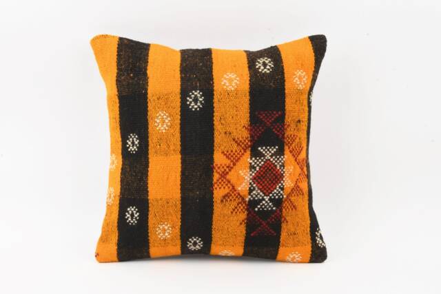 16x16 Handwoven Kilim Pillow Ethnic Boho Throw Cushion Cover - image 1