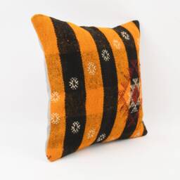 16x16 Handwoven Kilim Pillow Ethnic Boho Throw Cushion Cover - thumbnail 3
