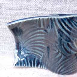 Handmade Soap Dish Textured Stoneware Pottery Ceramic Soapdish Dark Teal Glaze - thumbnail 2