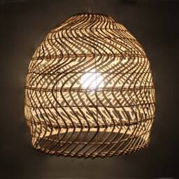 Rattan Pendant Light - Woven Bohemian Hanging Lamp - thumbnail 2