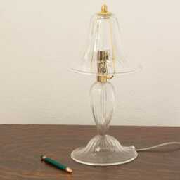 Murano Glass Table Lamp, Transparent With Art Details - Handmade Italy - thumbnail 2