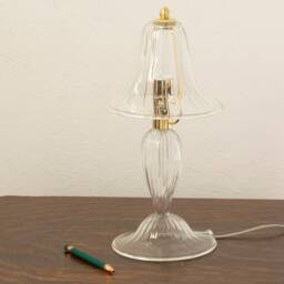 Murano Glass Table Lamp Transparent Color With Artistic Decoration, Handmade Made in Italy - thumbnail 3
