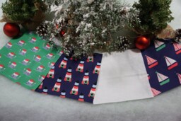 Christmas Tree Skirt - Nautical Lighthouses, Sail Boats, Whales 60