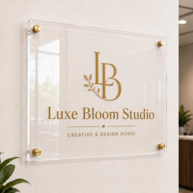 Luxury Acrylic Business Sign Personalised Logo Office Reception Plaque Wall With Metal Standoffs - image 1