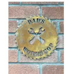 Rustic Dad's Workshop Saw Blade Man Cave Wall Decor - 20cm - thumbnail 1