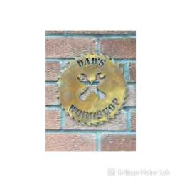 Rustic Dad's Workshop Saw Blade Man Cave Wall Decor - 20cm - thumbnail 2