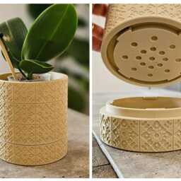 Parrish Planter With Hidden Drip Tray - Modern 3D Printed Plant Pot Minimal Ribbed Indoor - thumbnail 4